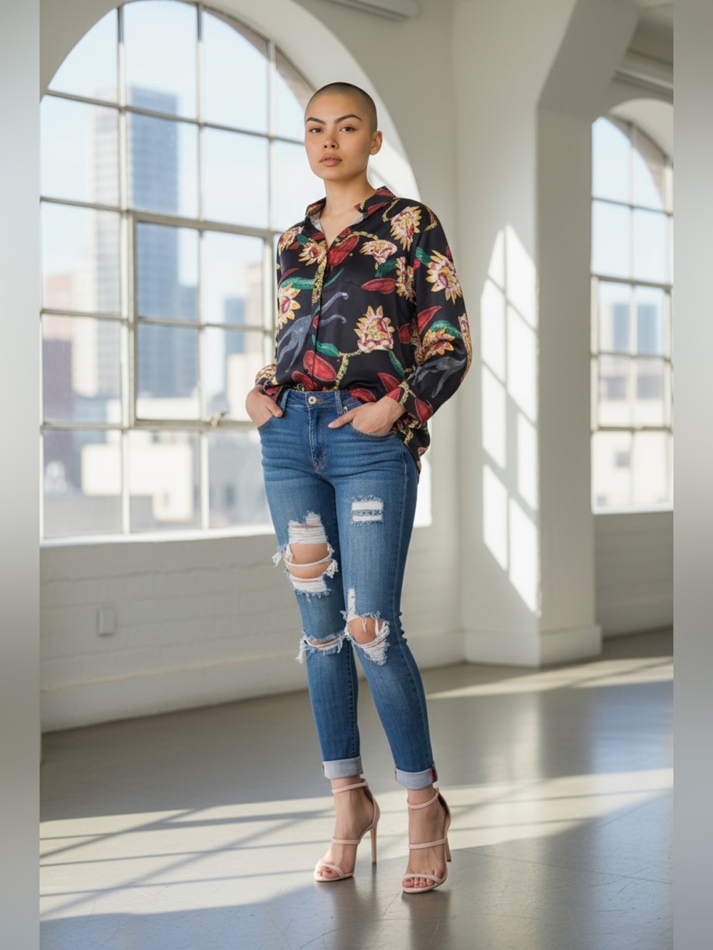 Distressed Blue Jeans